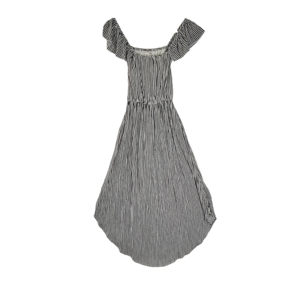 AMUSE SOCIETY Sheer Bliss Dress in‎ Stripe XS Off-Shoulder Midi Dress